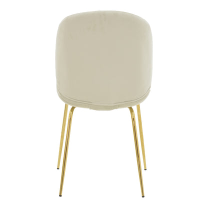 Chair Maley pakoworld ivory velvet-gold metal 47x60x90cm