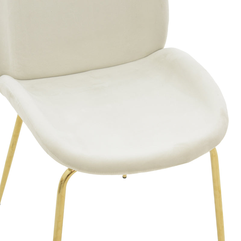 Chair Maley pakoworld ivory velvet-gold metal 47x60x90cm