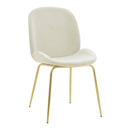 Chair Maley pakoworld ivory velvet-gold metal 47x60x90cm