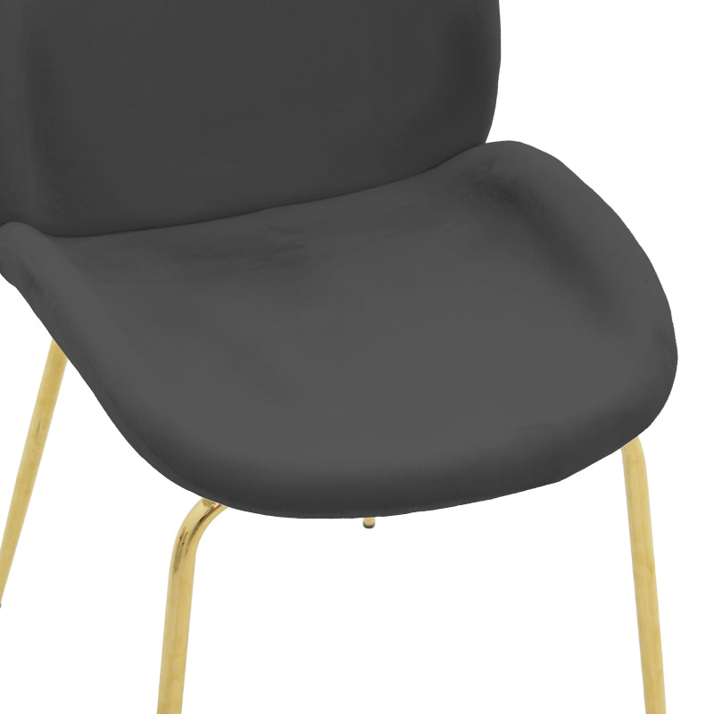 Chair Maley pakoworld dark grey velvet-gold metal 47x60x90cm