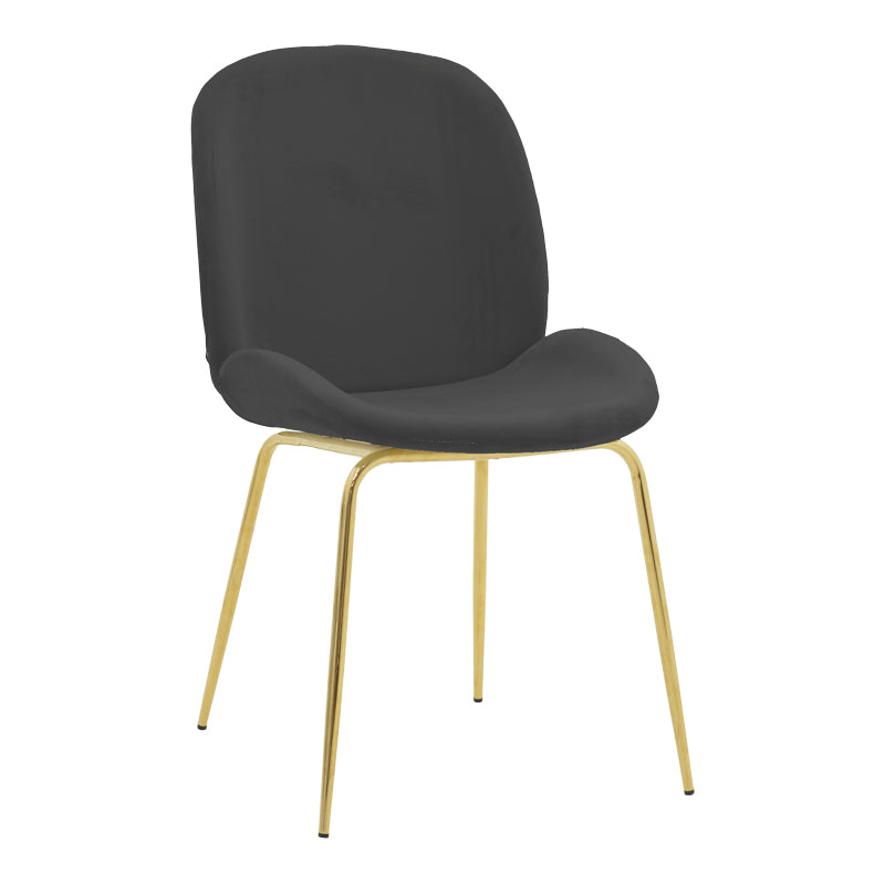 Chair Maley pakoworld dark grey velvet-gold metal 47x60x90cm