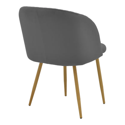 Chair Anelie pakoworld dark grey velvet-natural metal leg 45x59x78cm