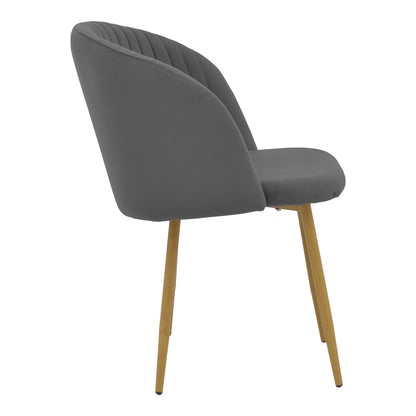 Chair Anelie pakoworld dark grey velvet-natural metal leg 45x59x78cm