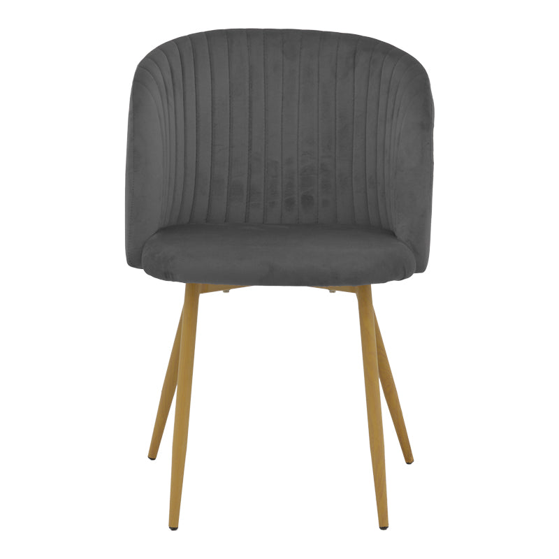 Chair Anelie pakoworld dark grey velvet-natural metal leg 45x59x78cm