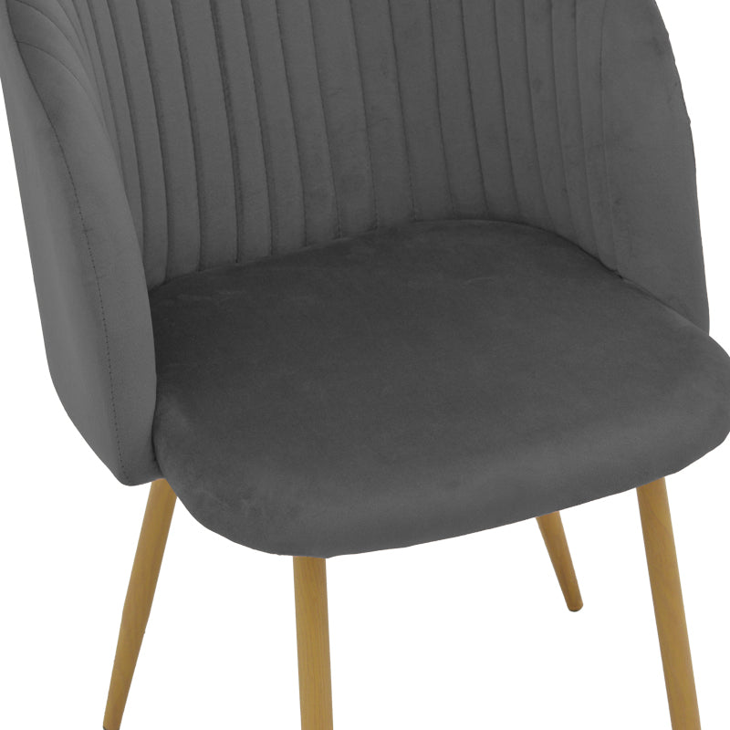 Chair Anelie pakoworld dark grey velvet-natural metal leg 45x59x78cm