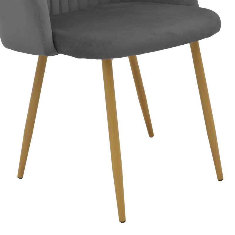 Chair Anelie pakoworld dark grey velvet-natural metal leg 45x59x78cm