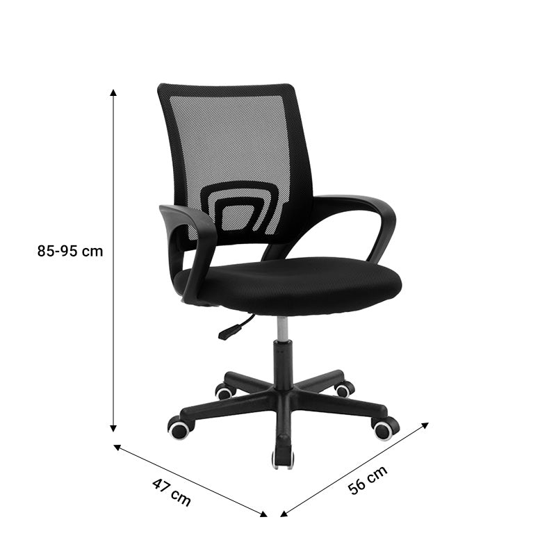 Office chair Berto I pakoworld mesh fabric black 56x47x81-91cm