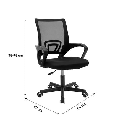 Office chair Berto I pakoworld mesh fabric black 56x47x81-91cm