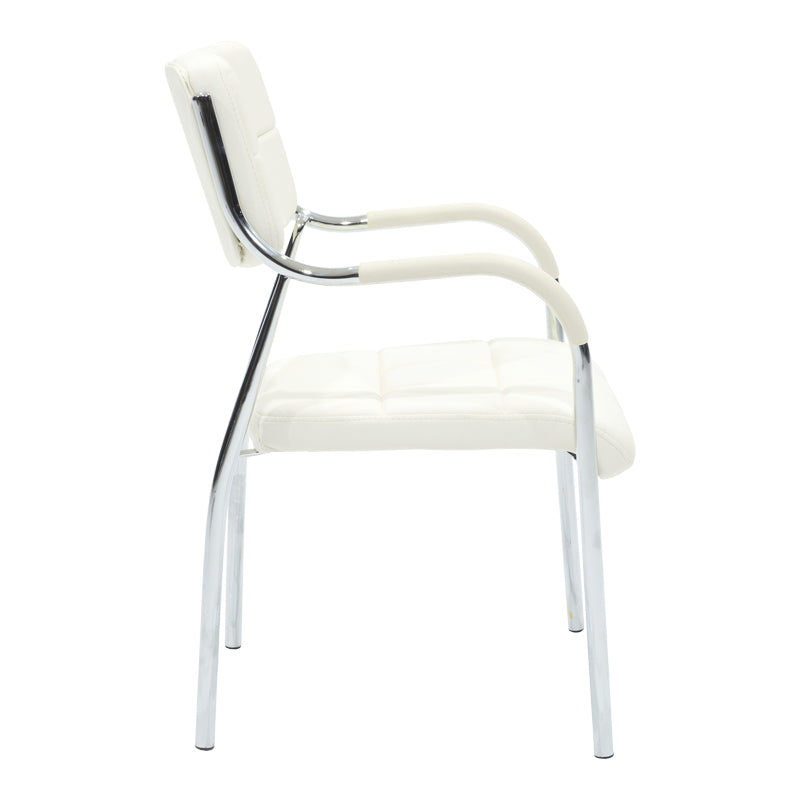 Stackable guest chair Otlen white pu-chrome leg 47x45x87cm