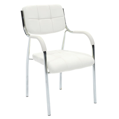 Stackable guest chair Otlen white pu-chrome leg 47x45x87cm