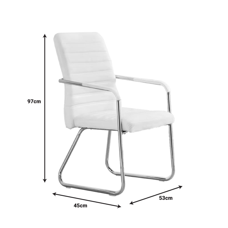 Guest chair Sefine white pu-chrome leg 53x45x97cm