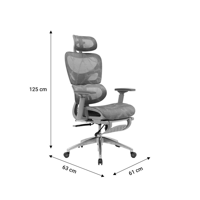 Office chair manager with footrest Thelonius pakoworld mesh grey