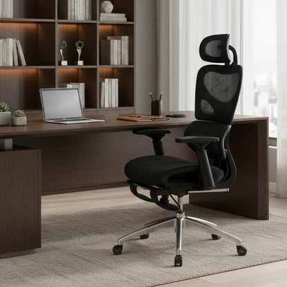 Office chair manager with footrest Thelonius mesh black