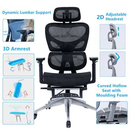 Office chair manager with footrest Thelonius pakoworld mesh black