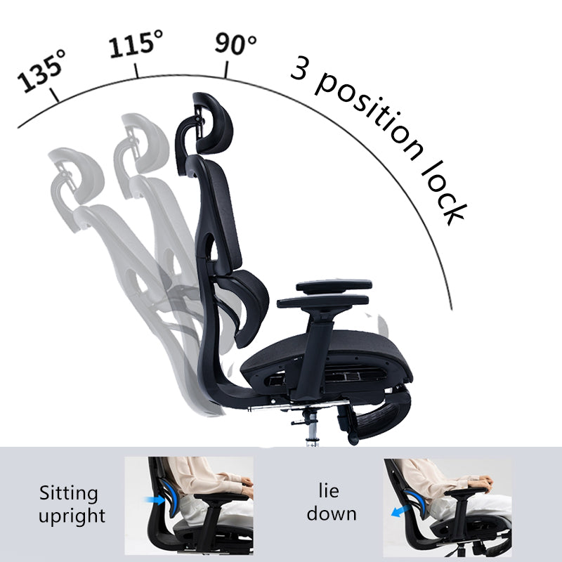 Office chair manager with footrest Thelonius mesh black