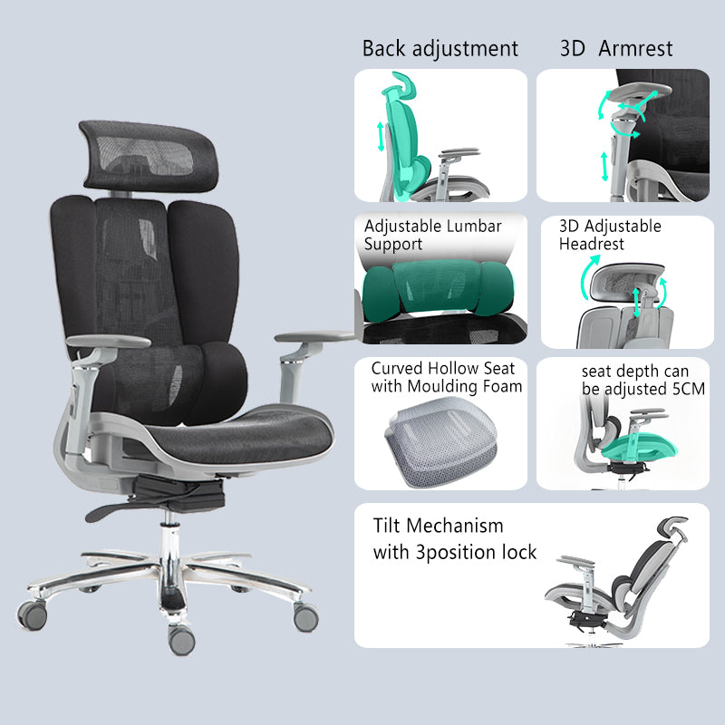 Work chair manager Chocky pakoworld black mesh 68x69x120cm