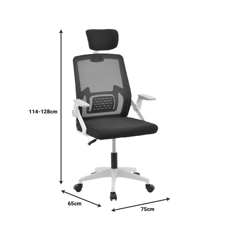 Manager office chair Serjo pakoworld white-black pp-mesh fabric 75x65x128cm