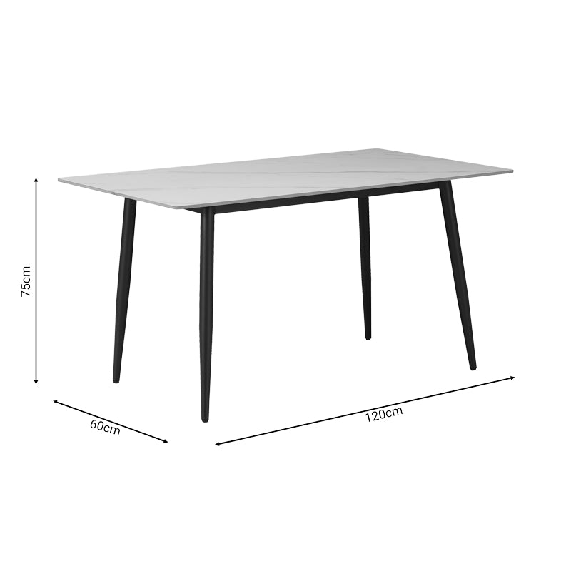 Dining table Gustas pakoworld white marble sintered stone-black metal 120x60x75cm