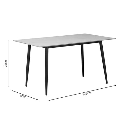 Dining table Gustas pakoworld white marble sintered stone-black metal 120x60x75cm