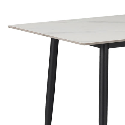 Dining table Gustas pakoworld white marble sintered stone-black metal 140x80x75cm