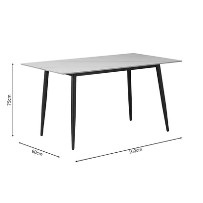 Dining table Gustas pakoworld white marble sintered stone-black metal 160x80x75cm