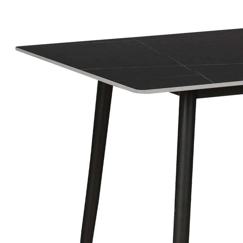 Dining table Gustas black marble sintered stone -black metal leg 120x60x75cm