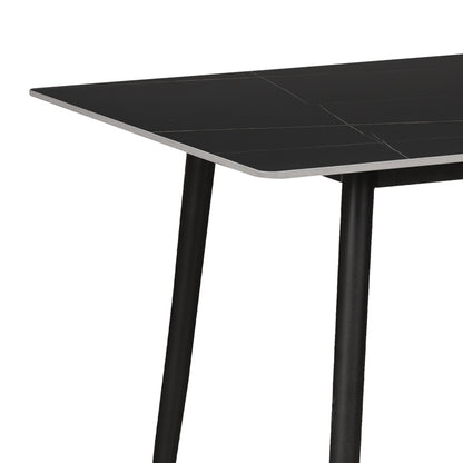 Dining table Gustas pakoworld black marble sintered stone -black metal  leg 120x60x75cm