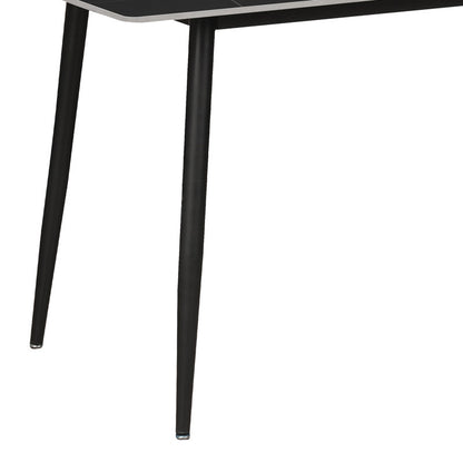 Dining table Gustas black marble sintered stone -black metal leg 120x60x75cm
