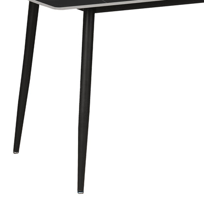 Dining table Gustas pakoworld black marble sintered stone -black metal  leg 120x60x75cm