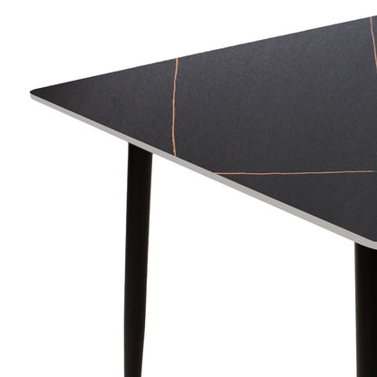 Dining table Gustas black marble sintered stone -black metal leg 120x60x75cm