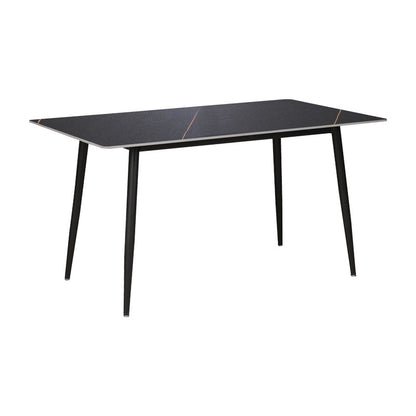 Dining table Gustas black marble sintered stone -black metal leg 120x60x75cm