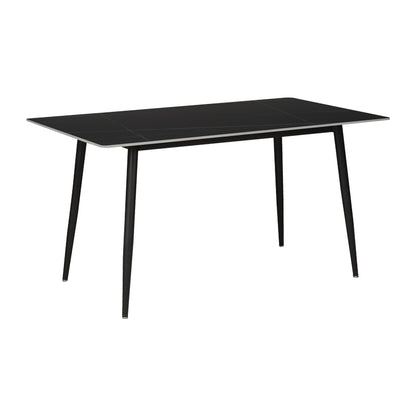 Dining table Gustas pakoworld black marble sintered stone -black metal  leg 120x60x75cm