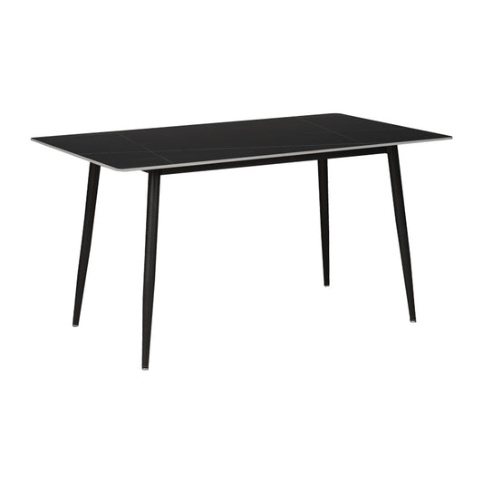 Dining table Gustas pakoworld black marble sintered stone-black metal  leg 140x80x75cm