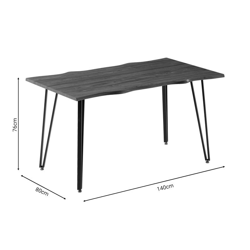 Dining table Izzac pakoworldwith MDF surface in sonoma - black metal legs 140x80x76 cm