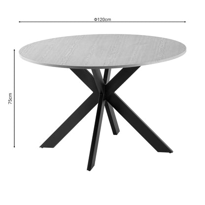 Kitchen table Jeston pakoword MDF sonoma-black metal leg D120x75cm