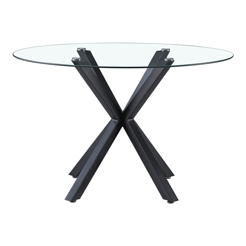 Kitchen table Tavula pakoworld Glass-Metal with black metal legs D120x75cm