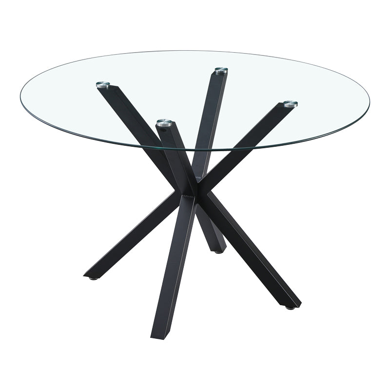 Kitchen table Tavula pakoworld Glass-Metal with black metal legs D120x75cm