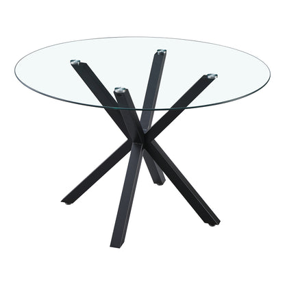 Kitchen table Tavula pakoworld Glass-Metal with black metal legs D120x75cm