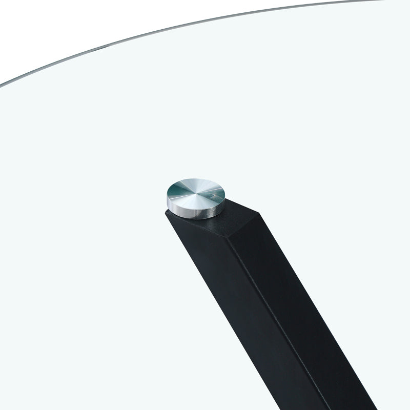 Kitchen table Tavula pakoworld Glass-Metal with black metal legs D120x75cm