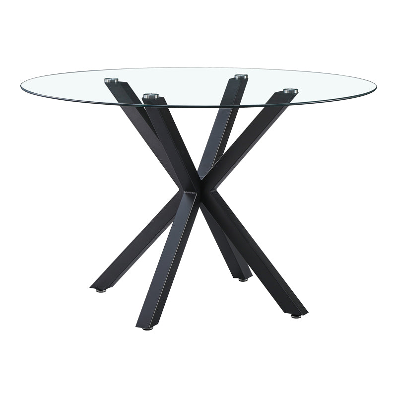 Kitchen table Tavula pakoworld Glass-Metal with black metal legs D120x75cm