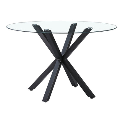 Kitchen table Tavula pakoworld Glass-Metal with black metal legs D120x75cm