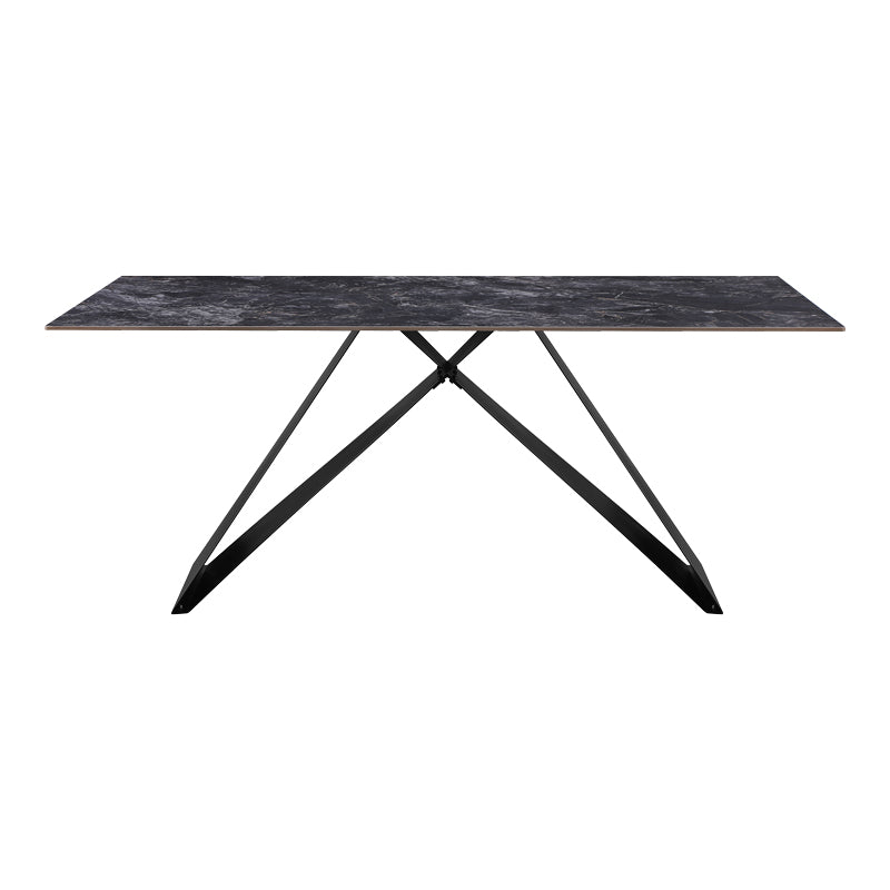 Kitchen table Meja pakoworld sintered black stone with black metal legs 180x90x76cm