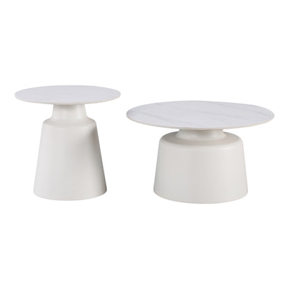 Coffee tables Dualis set of 2 pieces metal-sintered stone in white marble