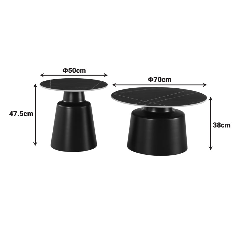 Coffee tables Dualis set of 2 pieces metal-sintered stone in white marble
