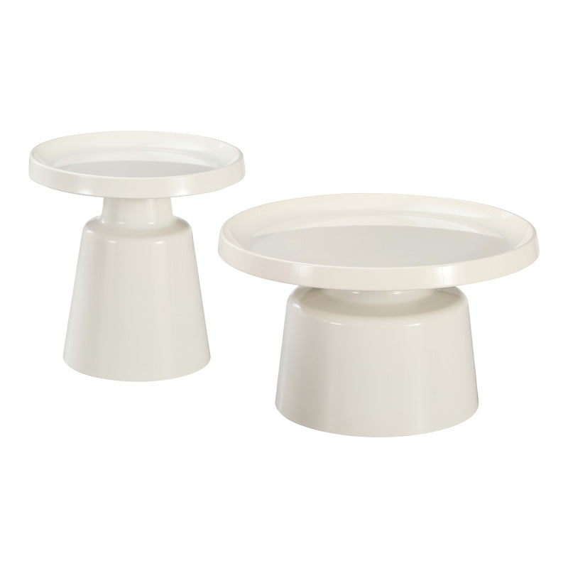 Coffee table Ginoze 2 pieces set in white color metal