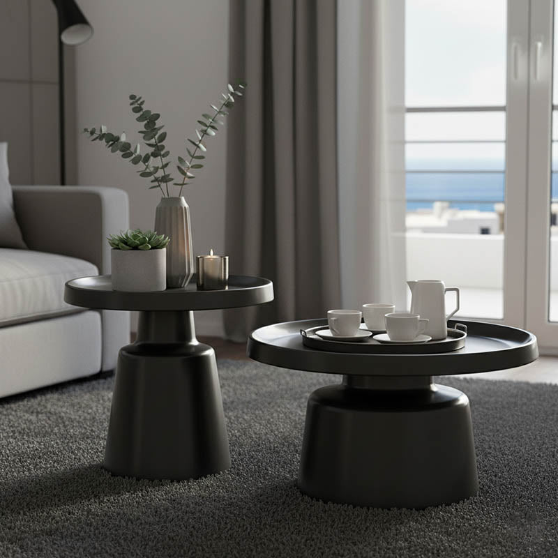 Coffee table Ginoze 2 pieces set in black color metal