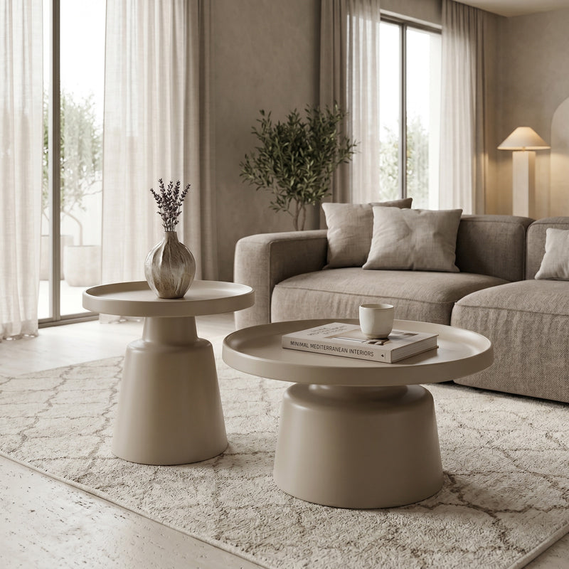 Coffee table Ginoze 2 pieces set in cappuccino color metal