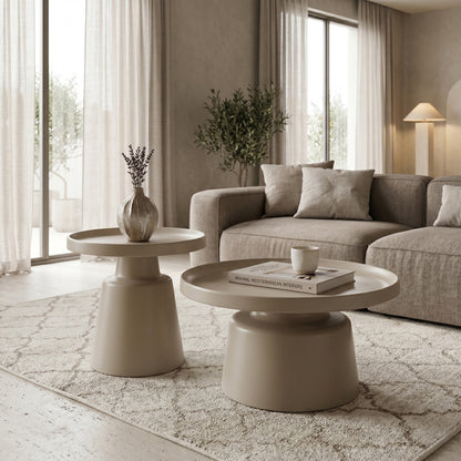 Coffee table Ginoze 2 pieces set in cappuccino color metal