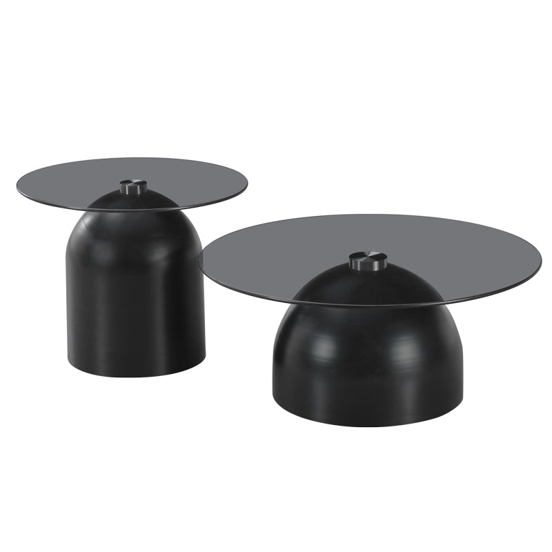 Coffee tables Barel set of 2 black metal-black smoke glass