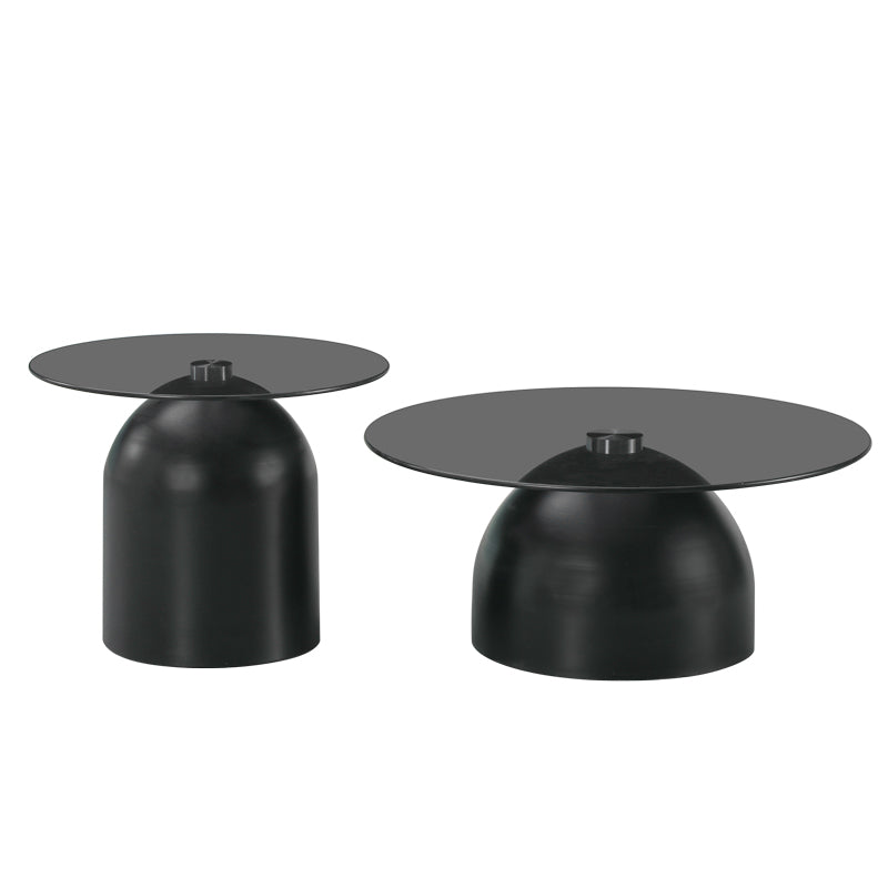 Coffee tables Barel set of 2 black metal-black smoke glass